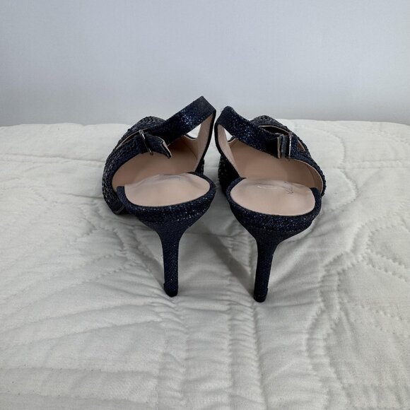 Lauren Lorraine Rachel Shoes Navy Slingback Heels Beaded Dress - Picture 4 of 10